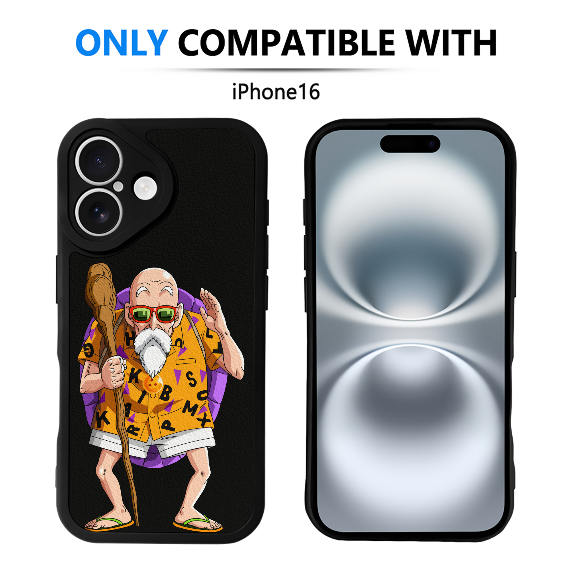 （画像用） ドラゴンボール 亀仙人（かめせんにん） DRAGON BALL Master Roshi Kame Sennin 【iPhone 16シリーズ対応】シリコンスマホケース（レザー調） 材質：シリコン